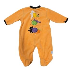 First Moments Orange Halloween Boo Pumpkin One Piece Footie Sleeper 0-3 Months